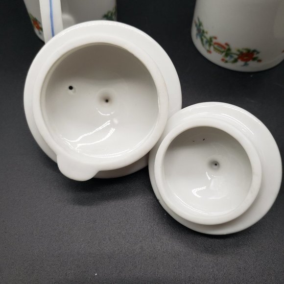 Schmid Design Folio Vintage Orange Flower Porcelain Coffee and Tea Service Set - Picture 3 of 10